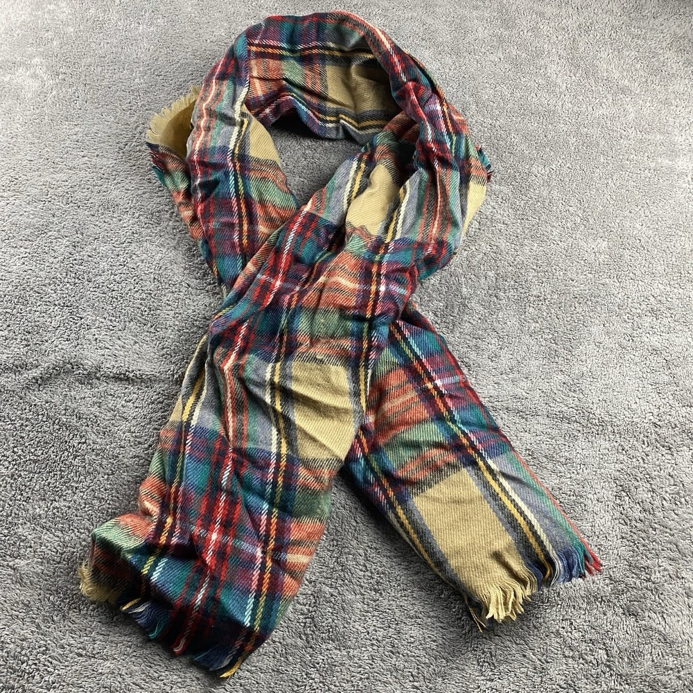 Merona Scarf Fringe Womens Red Yellow‎ Plaid